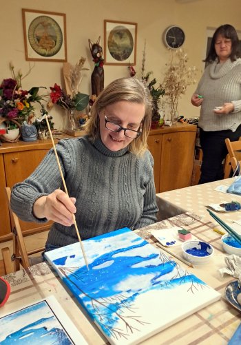 Maľba akrylom - Zimný sen